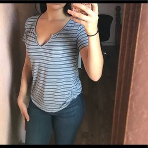 Open Front Blue Striped Top